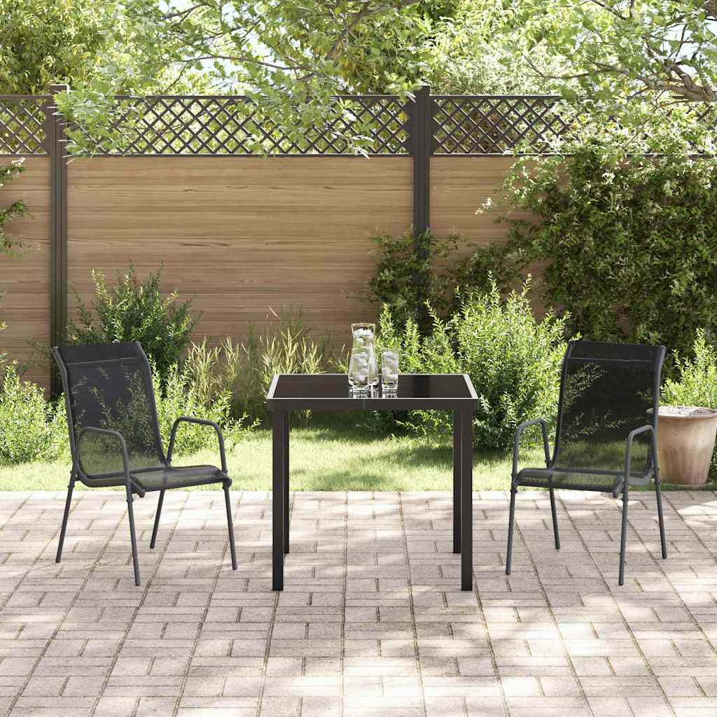 vidaXL Tuin Eettafel Set 3 pcs Zwart Gepoedercoat staal