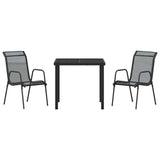 vidaXL Tuin Eettafel Set 3 pcs Zwart Gepoedercoat staal