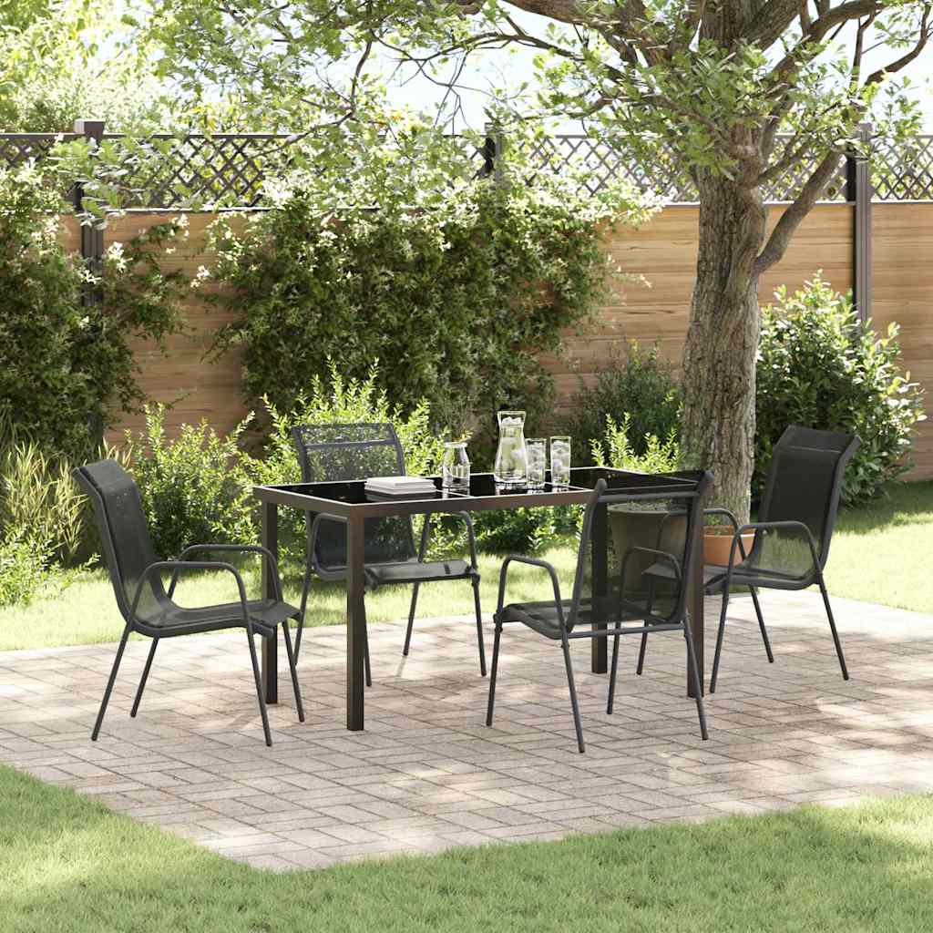 vidaXL Tuin Eettafel Set 3 pcs Zwart Gepoedercoat staal
