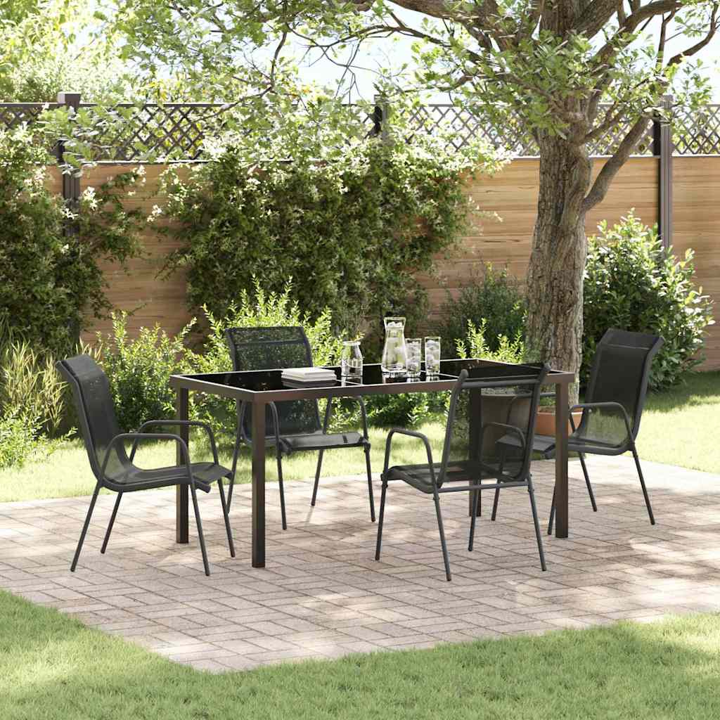 vidaXL Tuin Eettafel Set 3 pcs Zwart Gepoedercoat staal