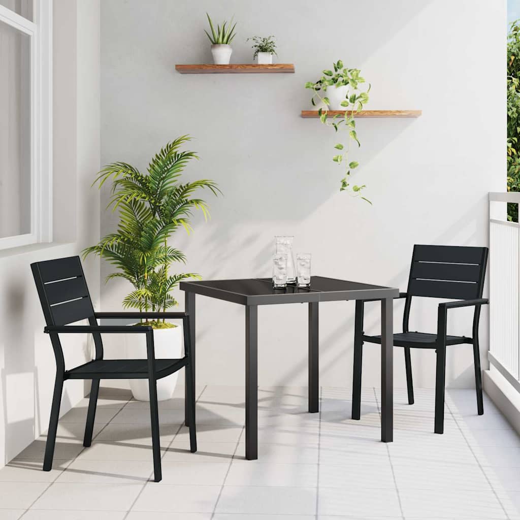 vidaXL Tuin Eettafel Set 3 pcs Zwart Gepoedercoat staal