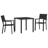 vidaXL Tuin Eettafel Set 3 pcs Zwart Gepoedercoat staal
