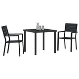 vidaXL Tuin Eettafel Set 3 pcs Zwart Gepoedercoat staal