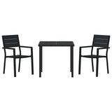 vidaXL Tuin Eettafel Set 3 pcs Zwart Gepoedercoat staal