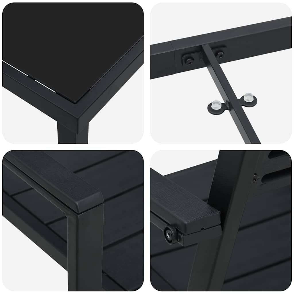 vidaXL Tuin Eettafel Set 3 pcs Zwart Gepoedercoat staal