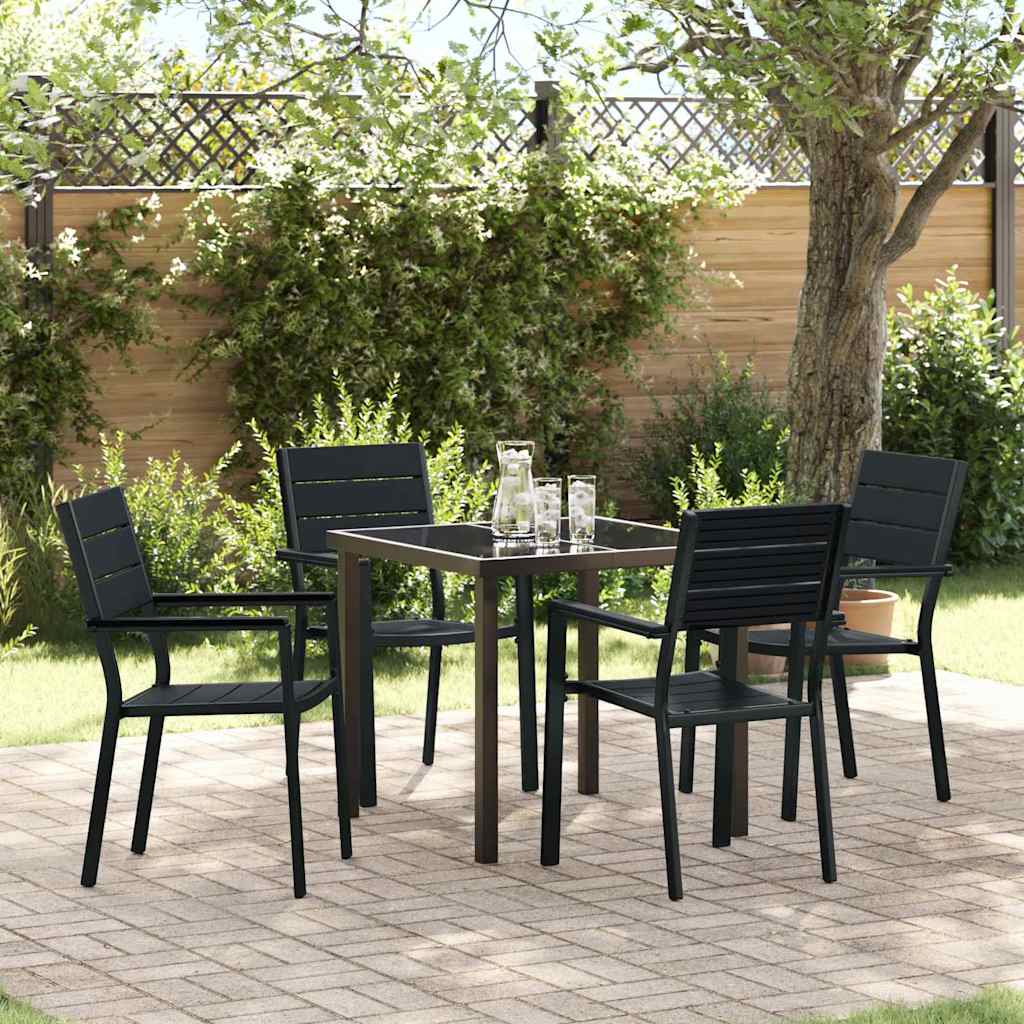 vidaXL Tuin Eettafel Set 3 pcs Zwart Gepoedercoat staal