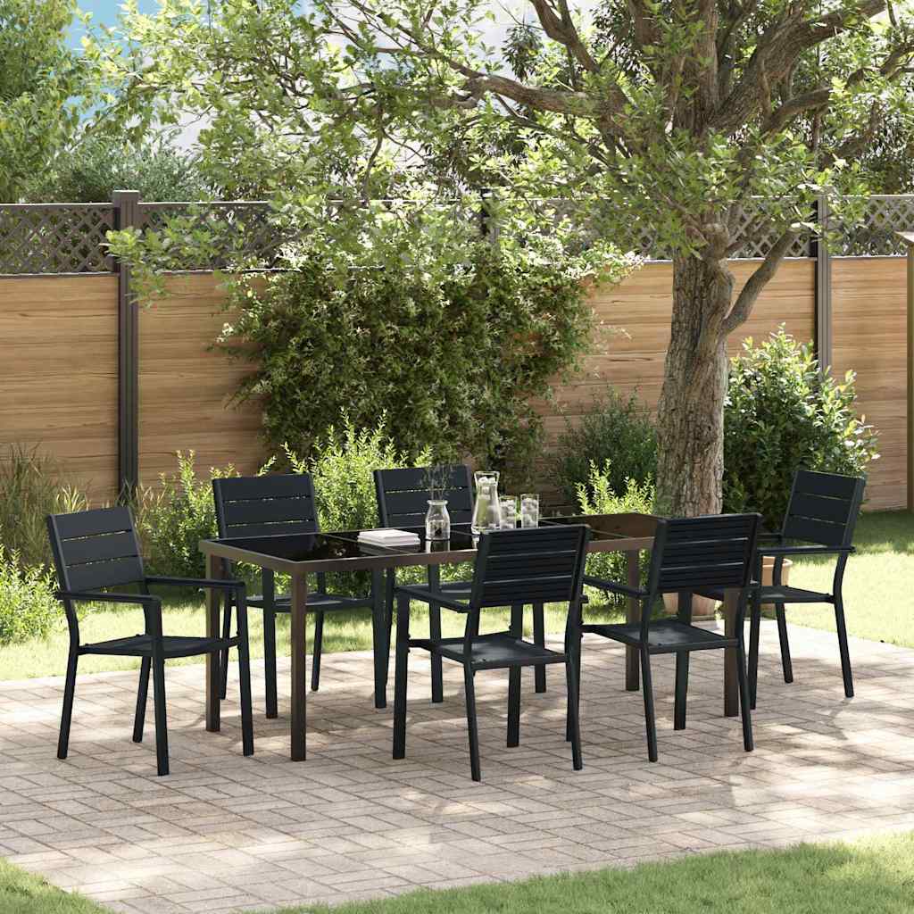 vidaXL Tuin Eettafel Set 3 pcs Zwart Gepoedercoat staal