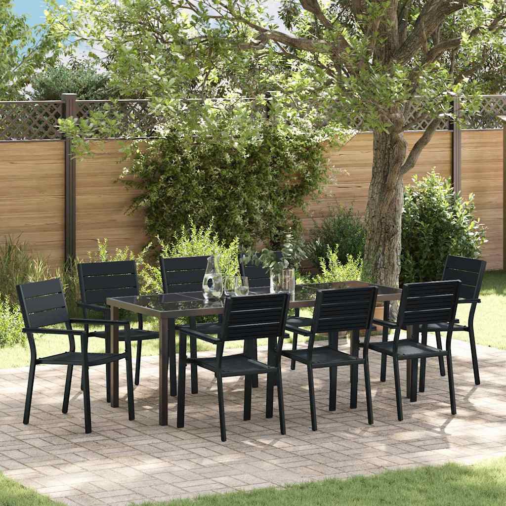 vidaXL Tuin Eettafel Set 3 pcs Zwart Gepoedercoat staal
