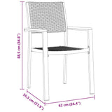 vidaXL Tuin Eettafel Set 3 pcs Zwart Gepoedercoat staal