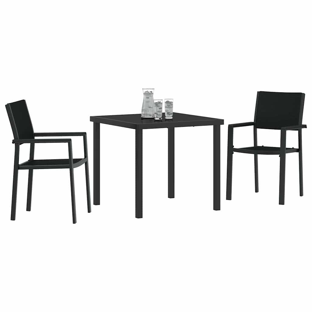 vidaXL Tuin Eettafel Set 3 pcs Zwart Gepoedercoat staal