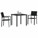 vidaXL Tuin Eettafel Set 3 pcs Zwart Gepoedercoat staal