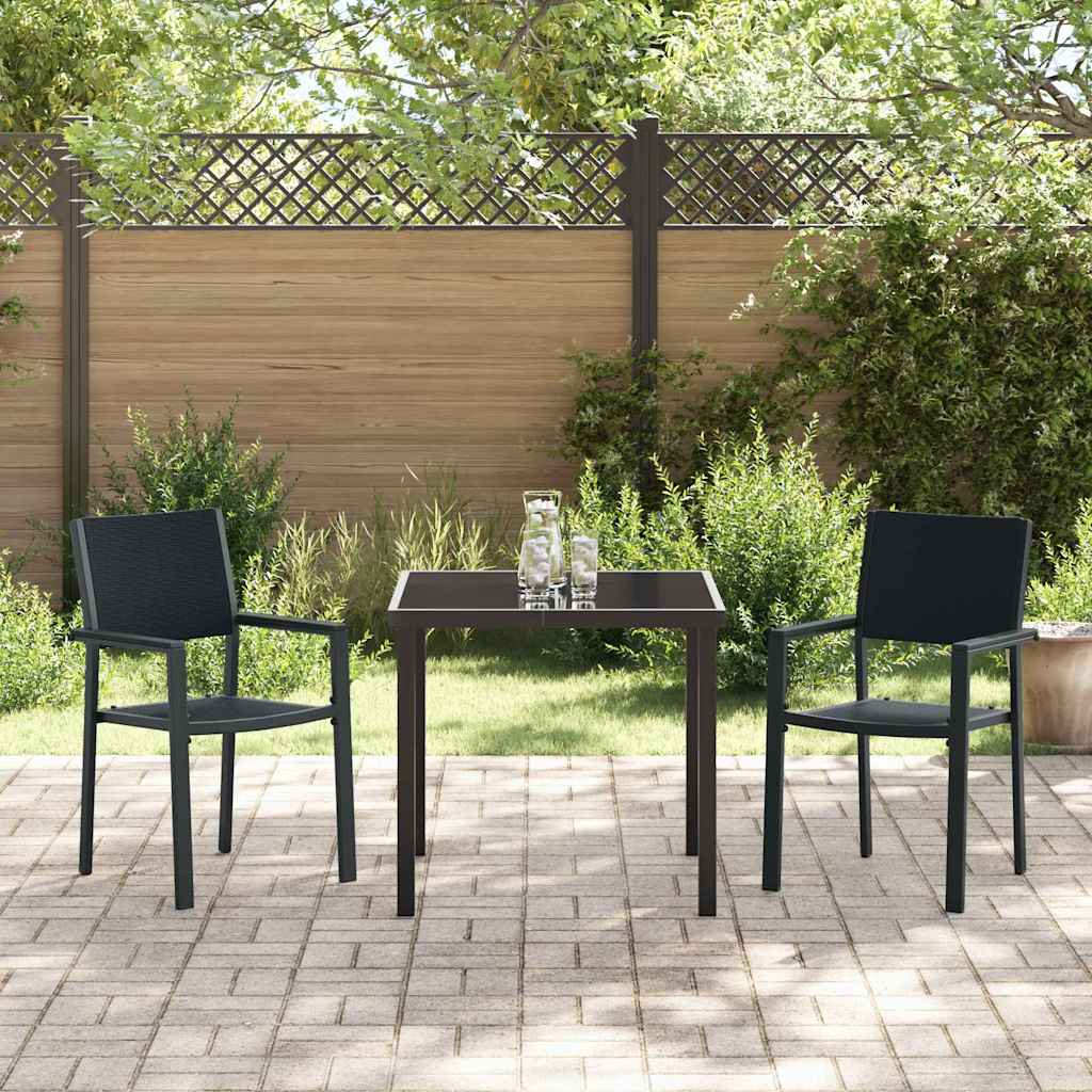 vidaXL Tuin Eettafel Set 3 pcs Zwart Gepoedercoat staal