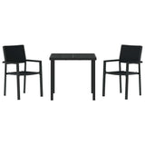 vidaXL Tuin Eettafel Set 3 pcs Zwart Gepoedercoat staal