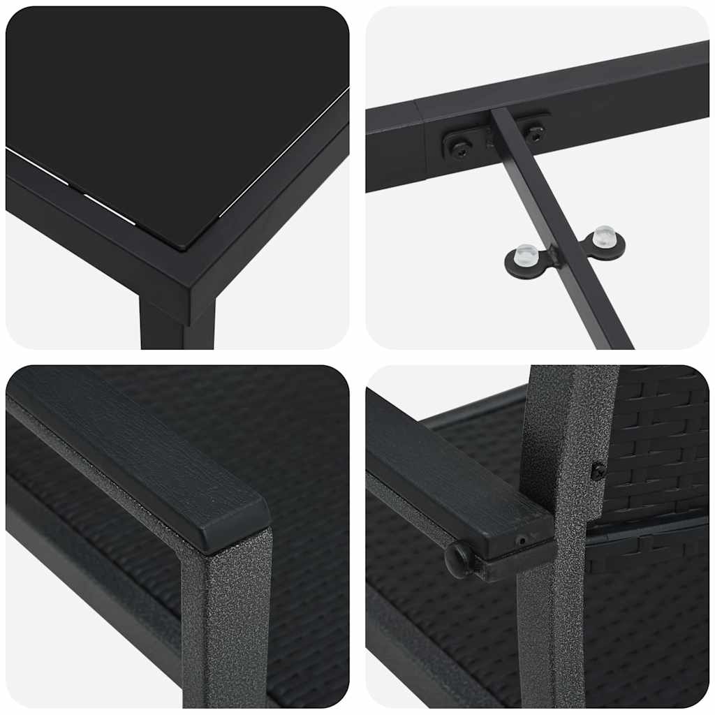 vidaXL Tuin Eettafel Set 3 pcs Zwart Gepoedercoat staal