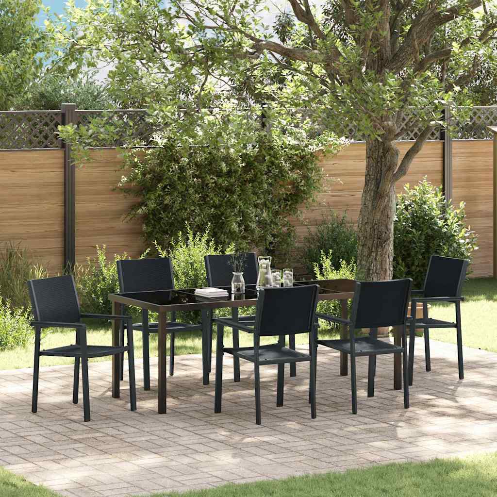 vidaXL Tuin Eettafel Set 3 pcs Zwart Gepoedercoat staal