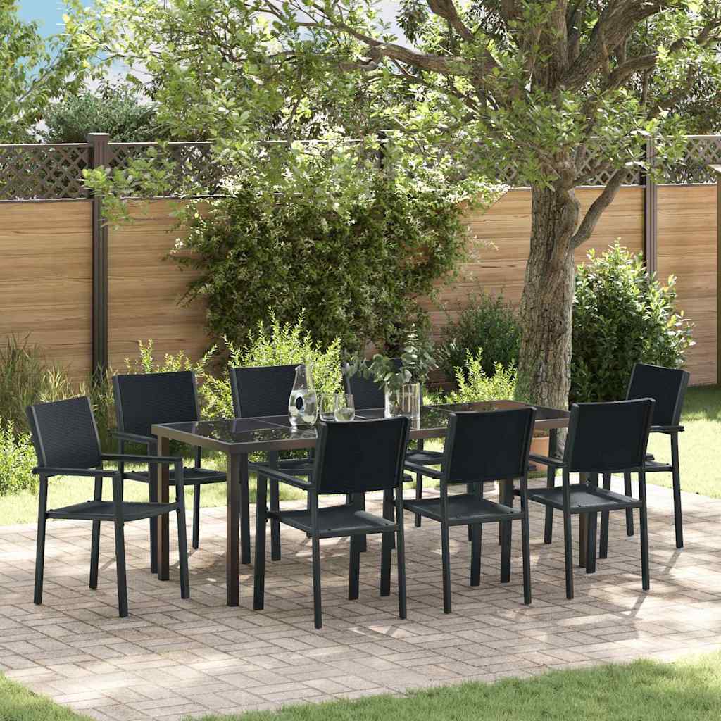 vidaXL Tuin Eettafel Set 3 pcs Zwart Gepoedercoat staal