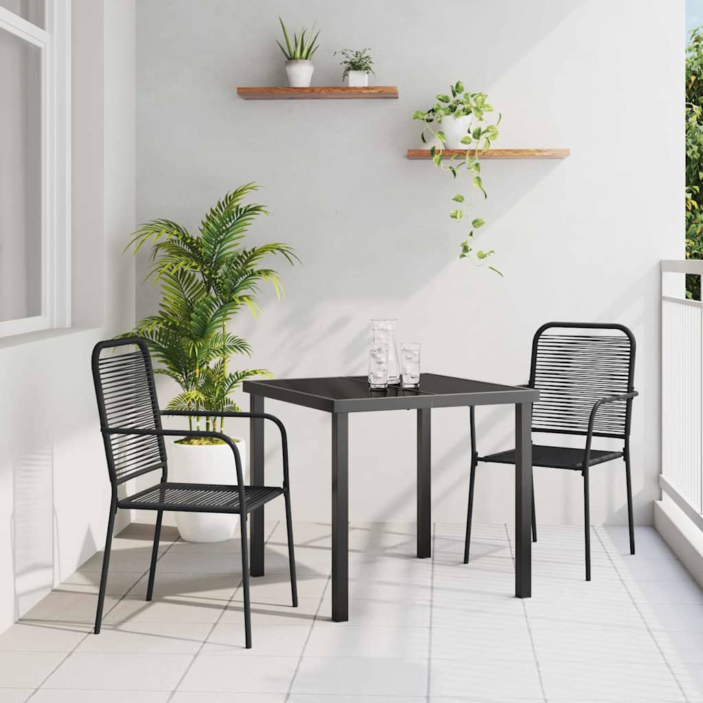 vidaXL Tuin Eettafel Set 3 pcs Zwart Gepoedercoat staal