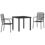vidaXL Tuin Eettafel Set 3 pcs Zwart Gepoedercoat staal