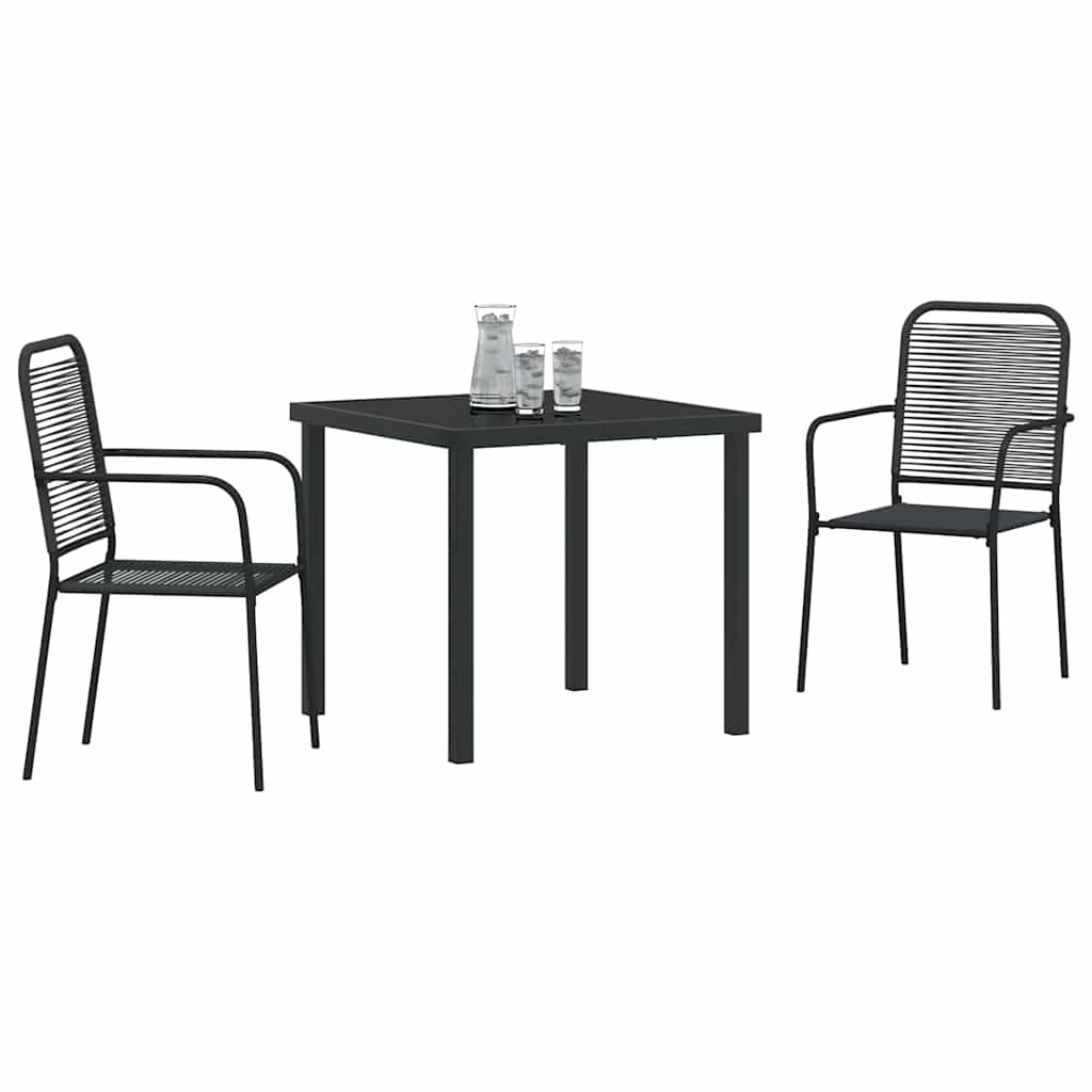 vidaXL Tuin Eettafel Set 3 pcs Zwart Gepoedercoat staal