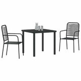 vidaXL Tuin Eettafel Set 3 pcs Zwart Gepoedercoat staal
