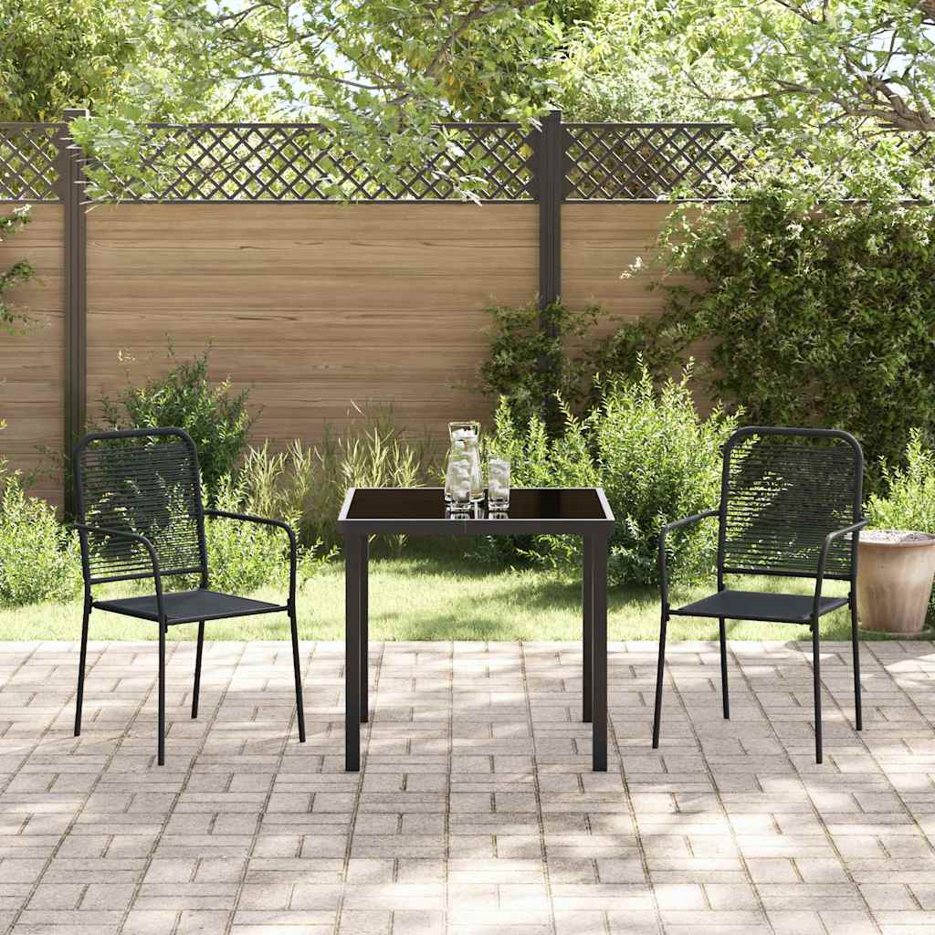 vidaXL Tuin Eettafel Set 3 pcs Zwart Gepoedercoat staal