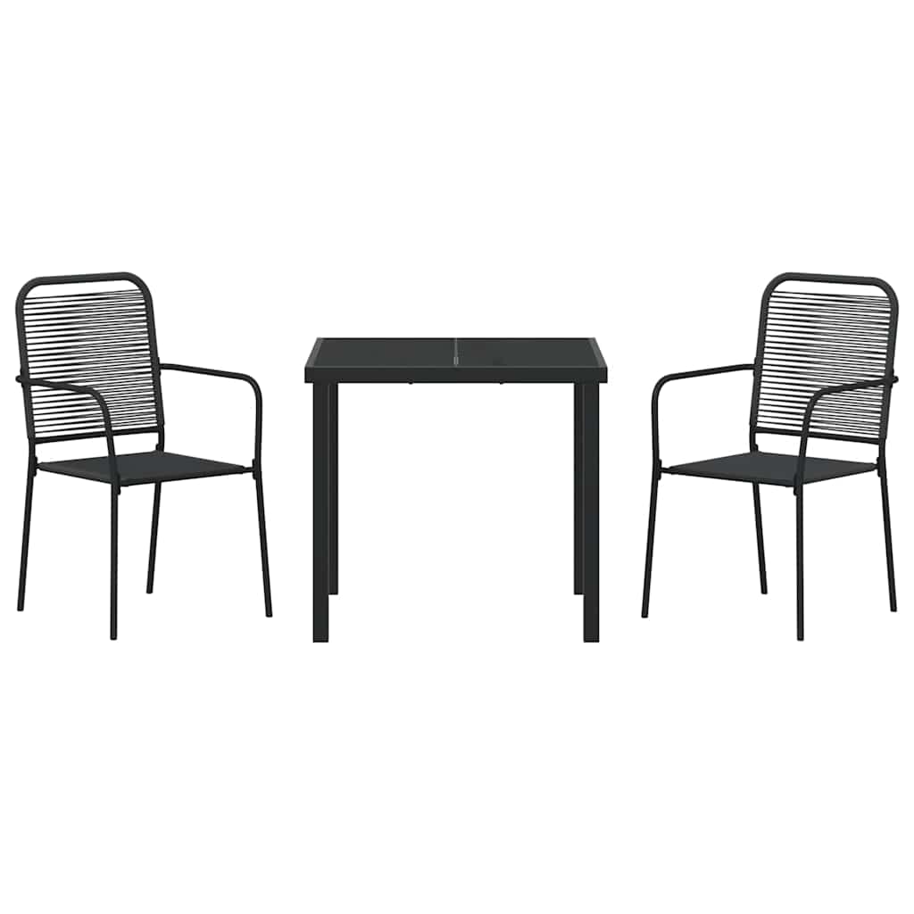 vidaXL Tuin Eettafel Set 3 pcs Zwart Gepoedercoat staal