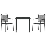 vidaXL Tuin Eettafel Set 3 pcs Zwart Gepoedercoat staal