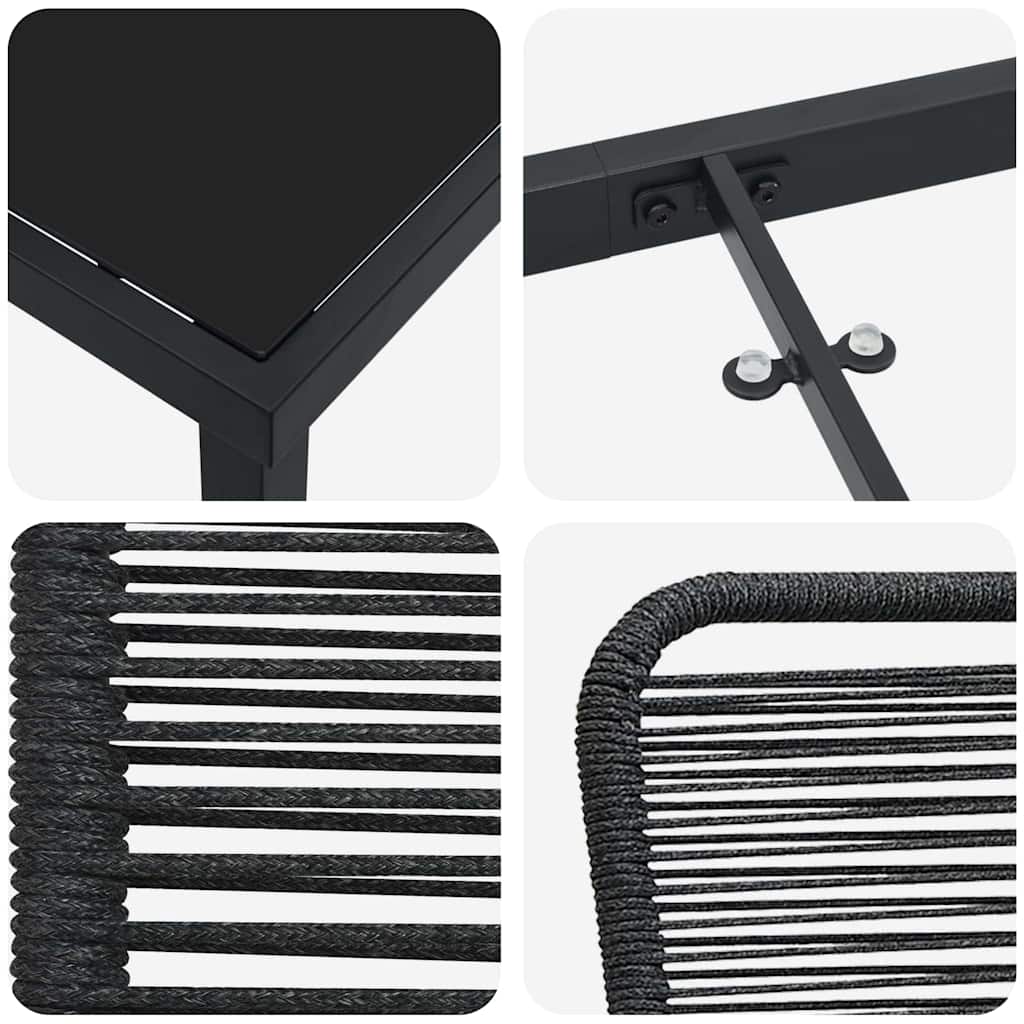 vidaXL Tuin Eettafel Set 3 pcs Zwart Gepoedercoat staal