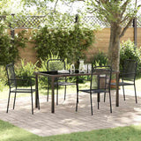vidaXL Tuin Eettafel Set 3 pcs Zwart Gepoedercoat staal
