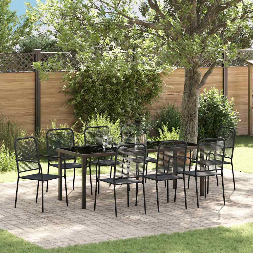 vidaXL Tuin Eettafel Set 3 pcs Zwart Gepoedercoat staal