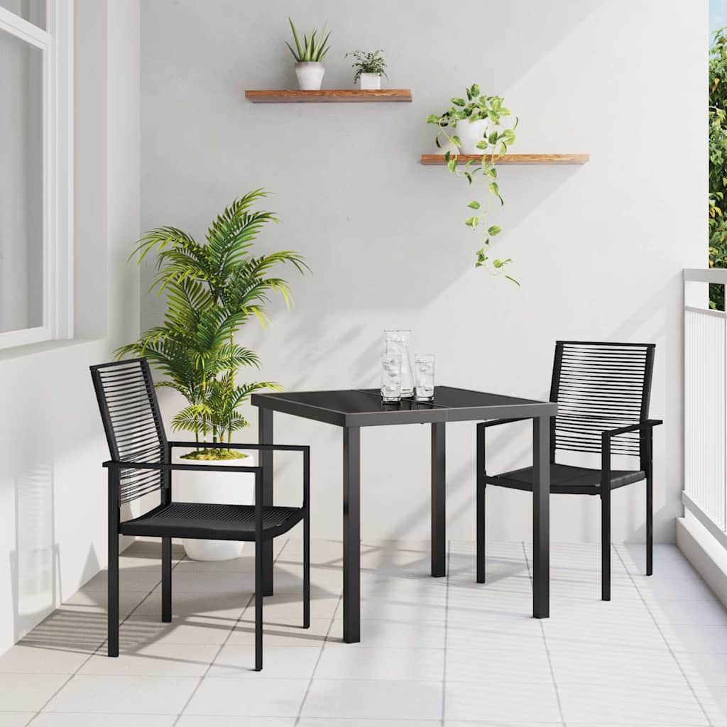 vidaXL Tuin Eettafel Set 3 pcs Zwart Gepoedercoat staal