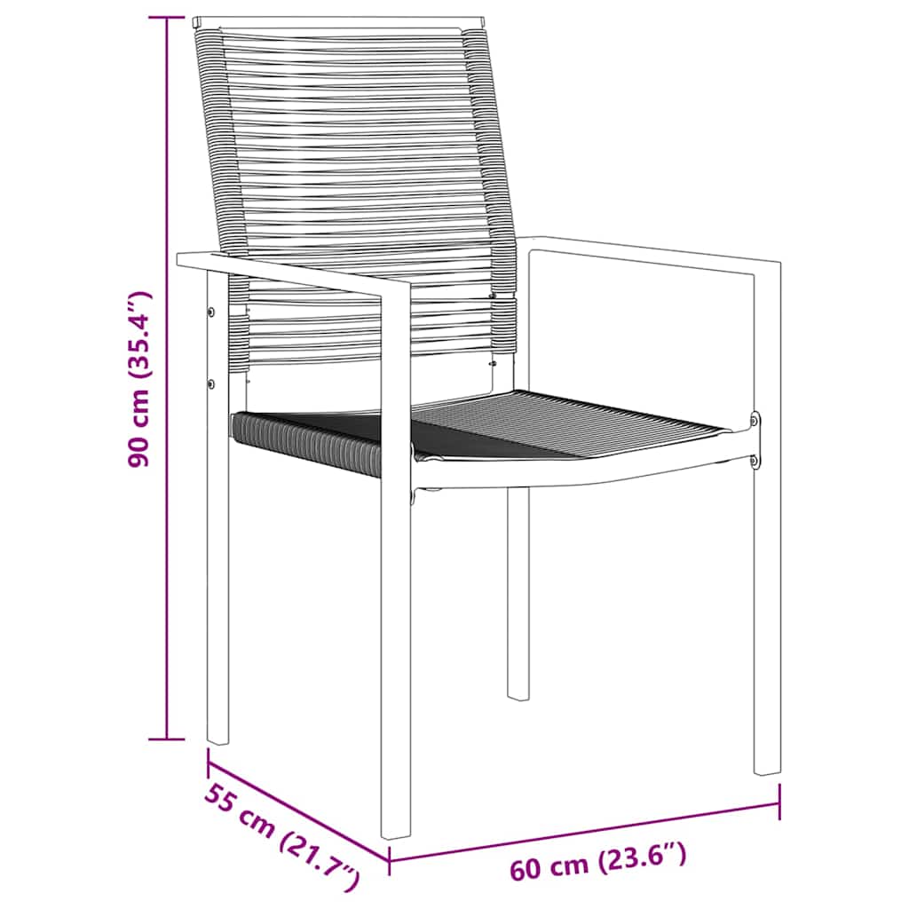 vidaXL Tuin Eettafel Set 3 pcs Zwart Gepoedercoat staal