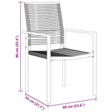 vidaXL Tuin Eettafel Set 3 pcs Zwart Gepoedercoat staal