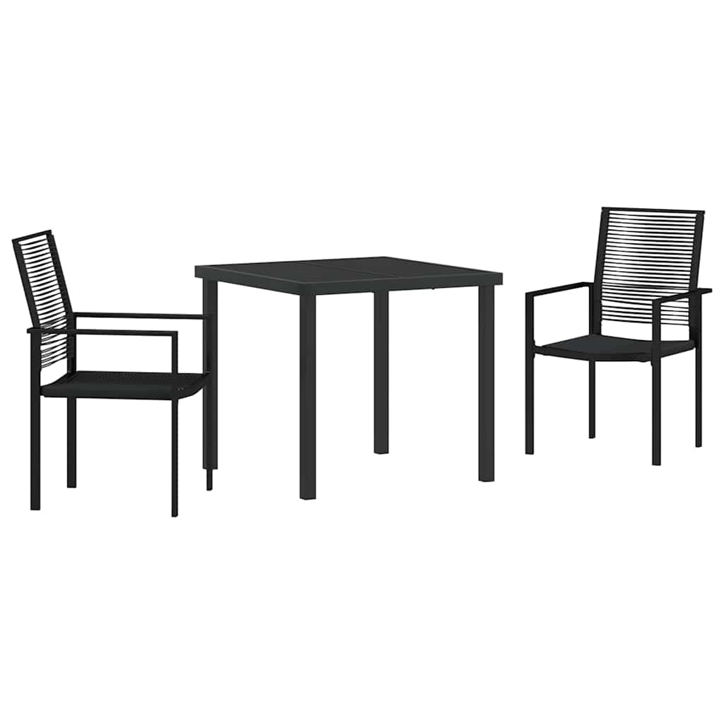 vidaXL Tuin Eettafel Set 3 pcs Zwart Gepoedercoat staal