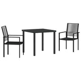 vidaXL Tuin Eettafel Set 3 pcs Zwart Gepoedercoat staal