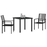 vidaXL Tuin Eettafel Set 3 pcs Zwart Gepoedercoat staal