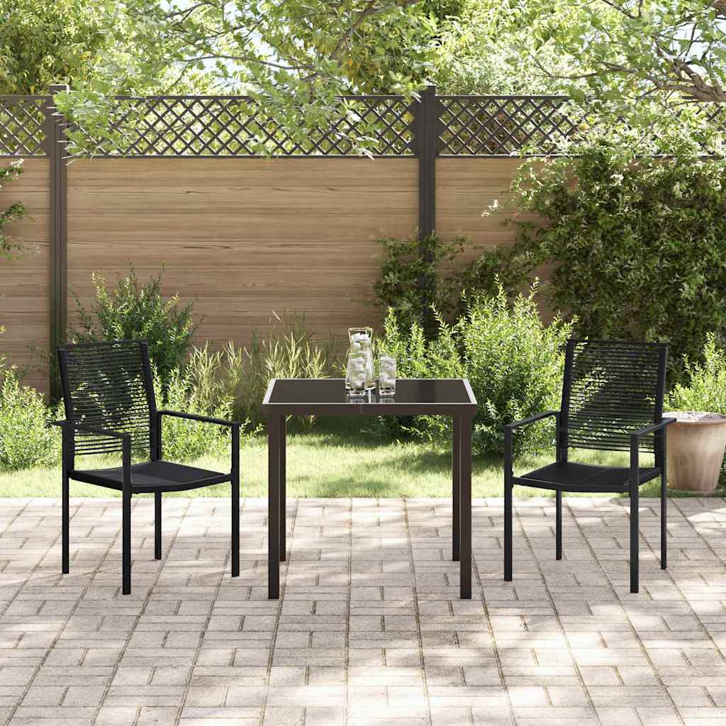 vidaXL Tuin Eettafel Set 3 pcs Zwart Gepoedercoat staal