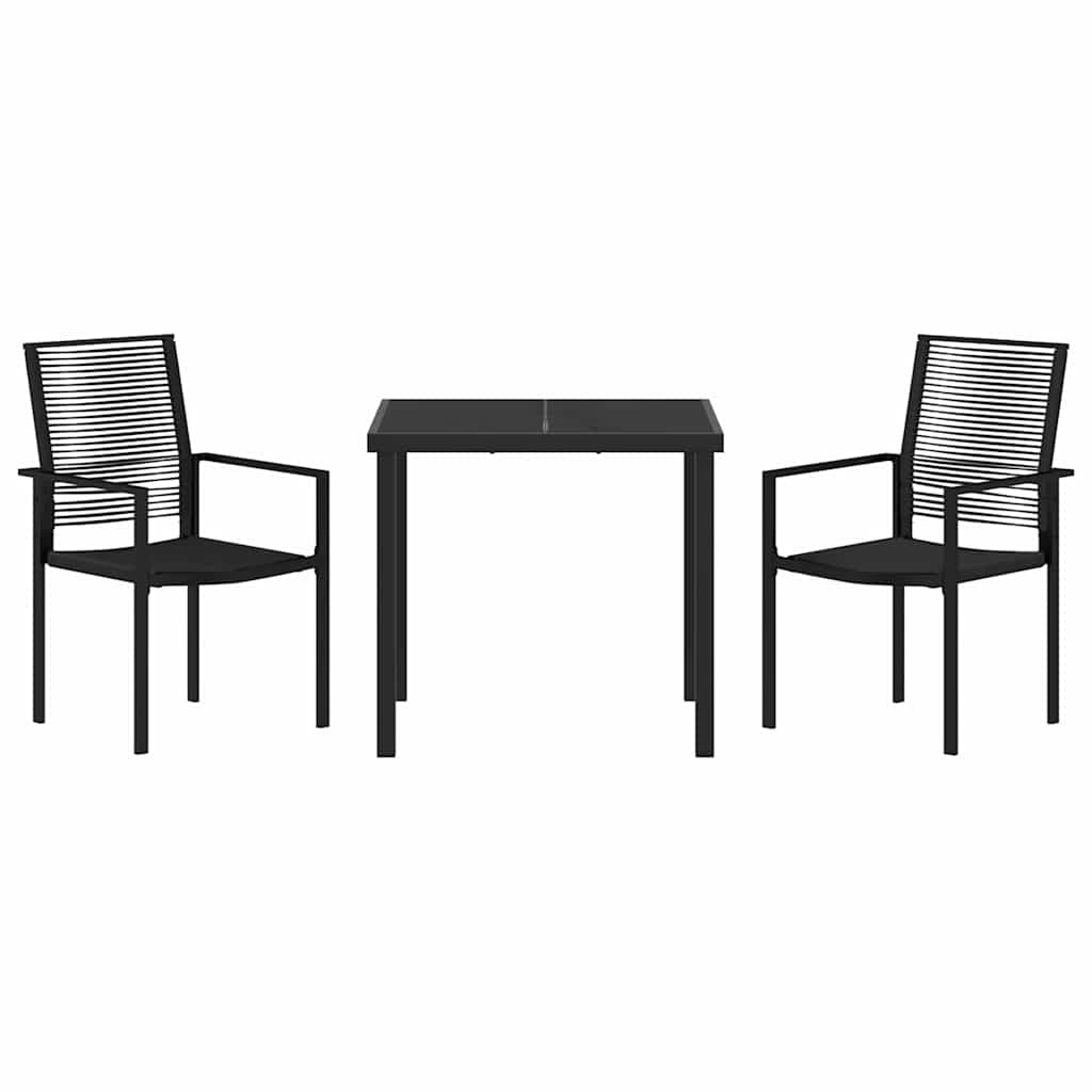 vidaXL Tuin Eettafel Set 3 pcs Zwart Gepoedercoat staal