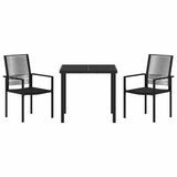 vidaXL Tuin Eettafel Set 3 pcs Zwart Gepoedercoat staal