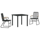 vidaXL Tuin Eettafel Set 3 pcs Zwart Gepoedercoat staal