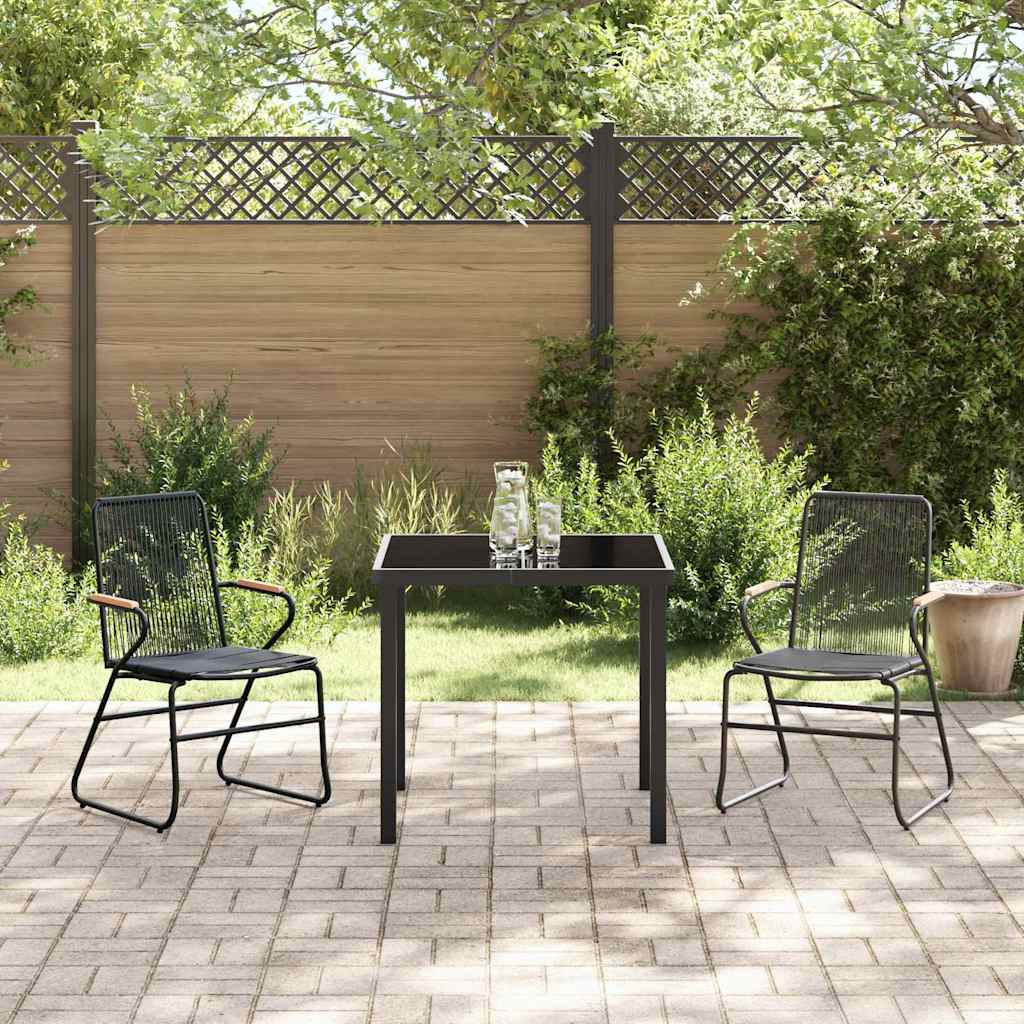 vidaXL Tuin Eettafel Set 3 pcs Zwart Gepoedercoat staal
