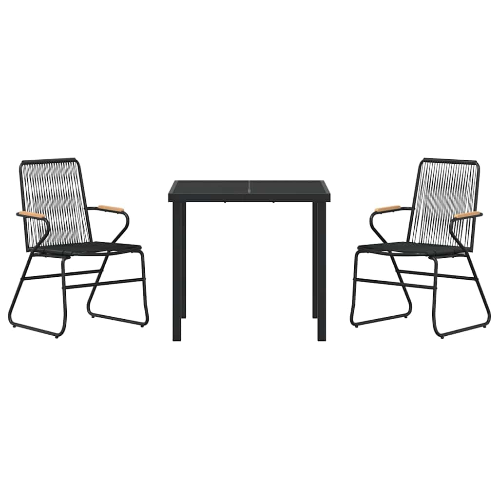 vidaXL Tuin Eettafel Set 3 pcs Zwart Gepoedercoat staal