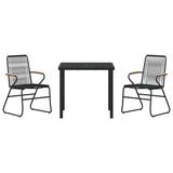 vidaXL Tuin Eettafel Set 3 pcs Zwart Gepoedercoat staal