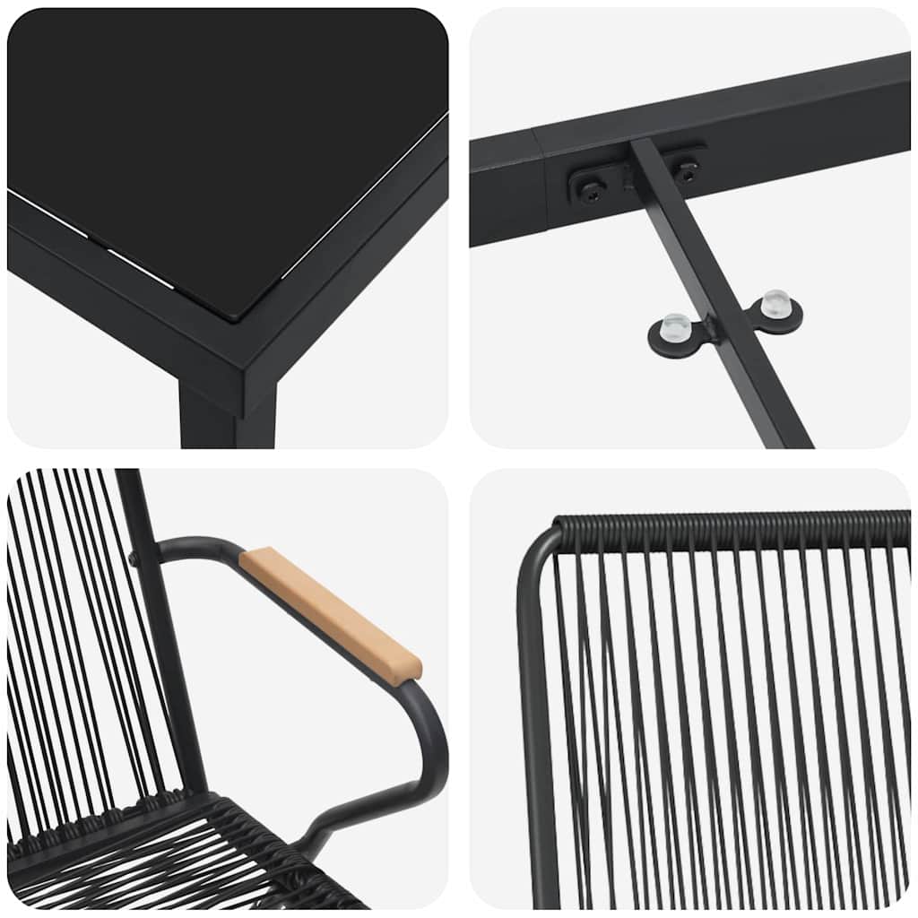 vidaXL Tuin Eettafel Set 3 pcs Zwart Gepoedercoat staal