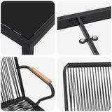 vidaXL Tuin Eettafel Set 3 pcs Zwart Gepoedercoat staal