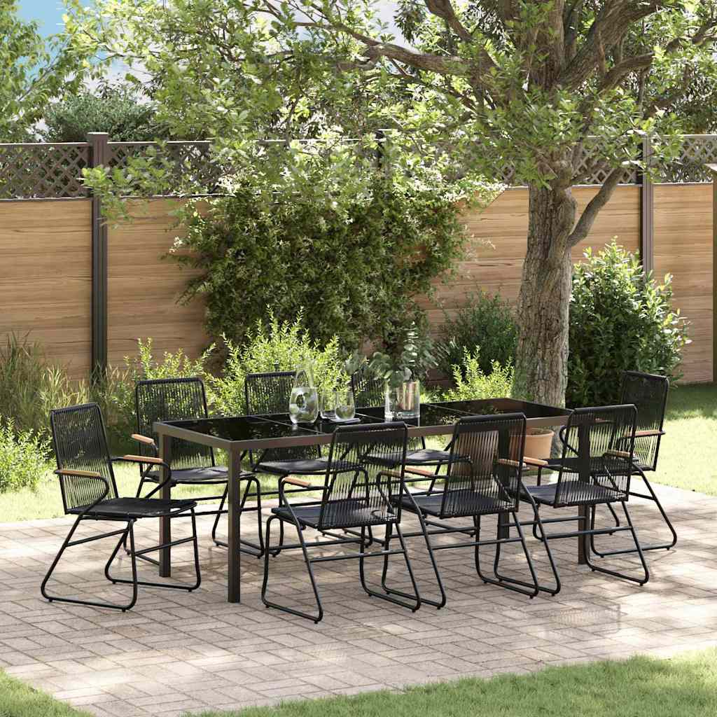 vidaXL Tuin Eettafel Set 3 pcs Zwart Gepoedercoat staal