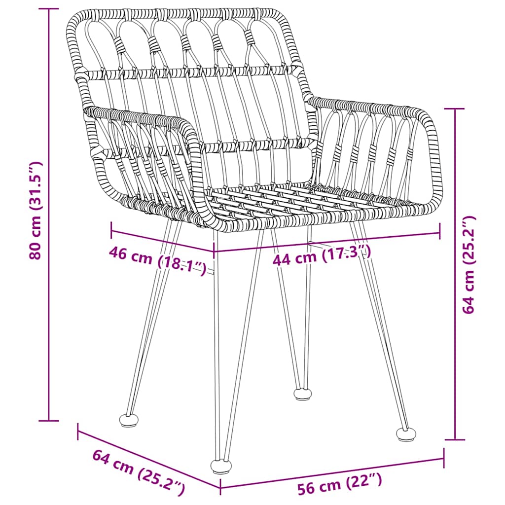 vidaXL Garden Dining Set 3 pcs Brown Powder-Coated Steel