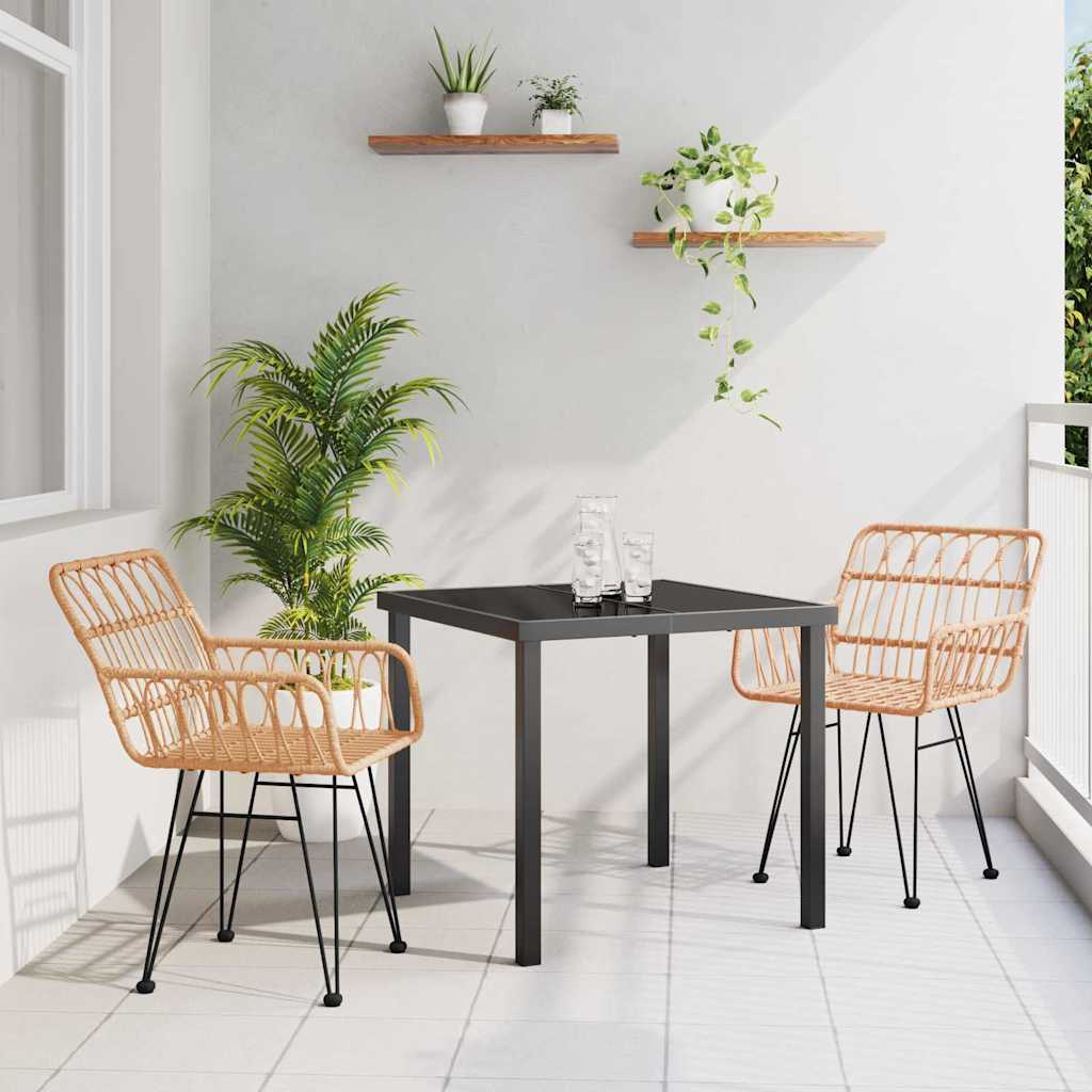 vidaXL Garden Dining Set 3 pcs Brown Powder-Coated Steel