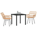 vidaXL Garden Dining Set 3 pcs Brown Powder-Coated Steel