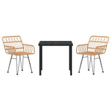 vidaXL Garden Dining Set 3 pcs Brown Powder-Coated Steel